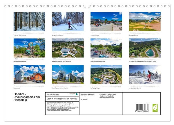 Produktbild: Oberhof - Urlaubsparadies am Rennsteig (Wandkalender 2026 DIN A3 quer), CALVENDO Monatskalender