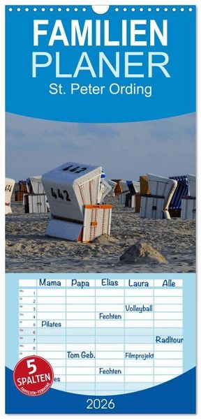 Produktbild: Familienplaner 2026 - St. Peter Ording mit 5 Spalten (Wandkalender, 21 x 45 cm) CALVENDO