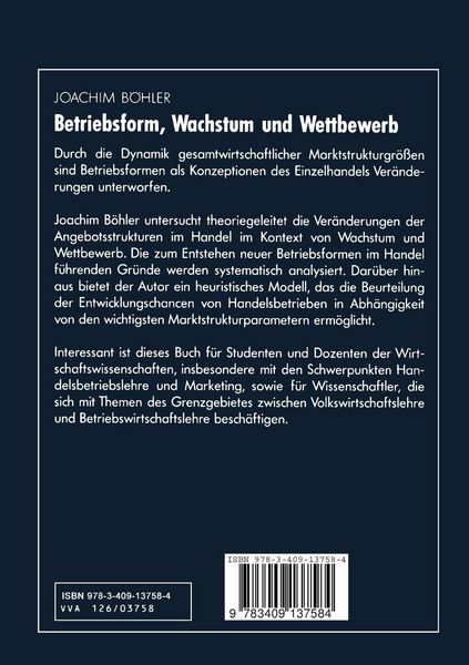 Produktbild: Betriebsform, Wachstum und Wettbewerb