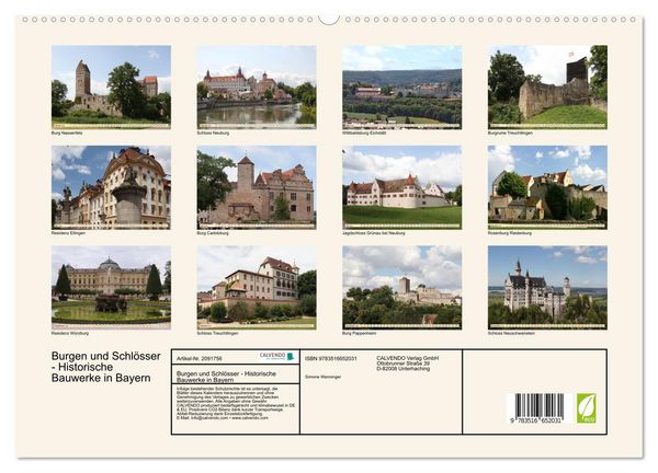 Produktbild: Burgen und Schl&ouml;sser - Historische Bauwerke in Bayern (hochwertiger Premium Wandkalender 2026 DIN A2 quer), Kunstdruck in Hochglanz