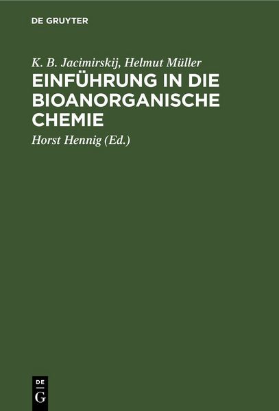 Produktbild: Einf&uuml;hrung in die bioanorganische Chemie