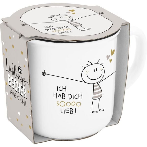Produktbild: Becher in Emailleoptik "Hab dich sooo lieb"