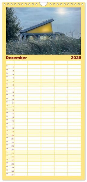 Produktbild: Familienplaner 2026 - Vanlife - Gl&uuml;cklich auf vier R&auml;dern mit 5 Spalten (Wandkalender, 21 x 45 cm) CALVENDO
