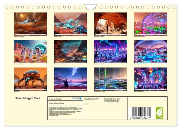 Produktbild: Neuer Morgen Mars (Wandkalender 2026 DIN A4 quer), CALVENDO Monatskalender
