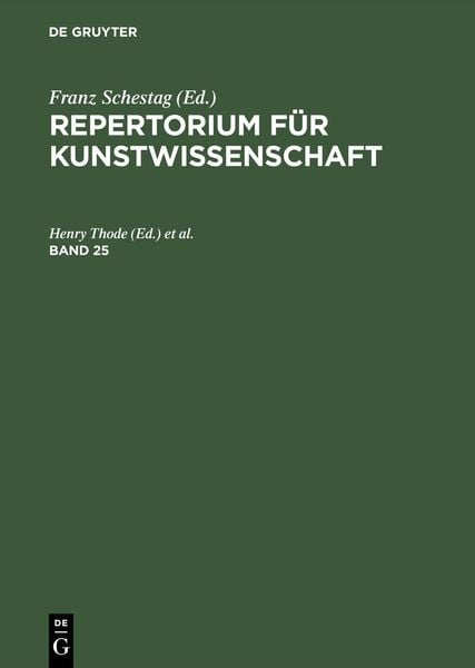Produktbild: Repertorium f&uuml;r Kunstwissenschaft. Band 25