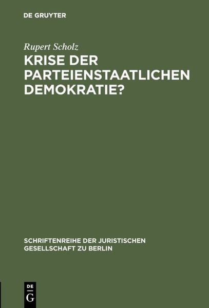 Produktbild: Krise der parteienstaatlichen Demokratie?