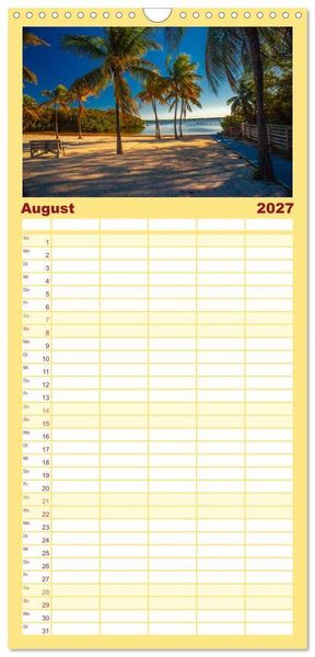 Produktbild: Familienplaner 2027 - Kunterbuntes Miami mit 5 Spalten (Wandkalender, 21 x 45 cm) CALVENDO
