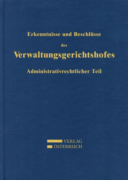 Produktbild: Erkenntnisse und Beschl&uuml;sse des Verwaltungsgsgerichtshofes