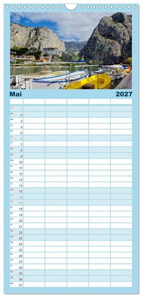 Produktbild: Familienplaner 2027 - Dalmatien - Stille Orte mit 5 Spalten (Wandkalender, 21 x 45 cm) CALVENDO