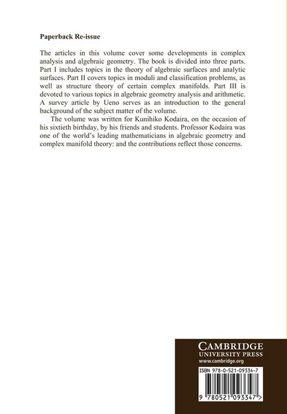 Produktbild: Complex Analysis and Algebraic Geometry