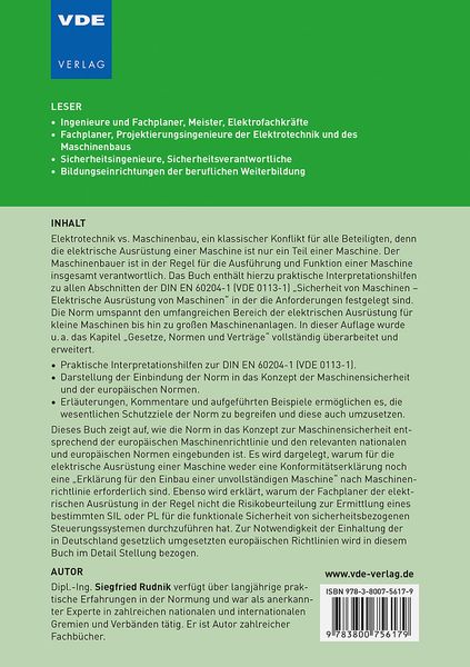 Produktbild: Elektrische Ausrüstung von Maschinen und Maschinenanlagen