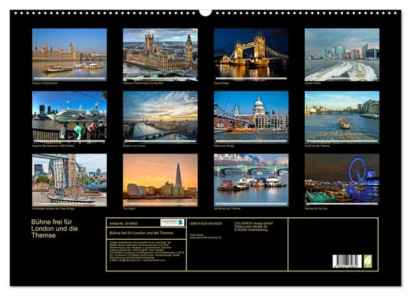 Produktbild: B&uuml;hne frei f&uuml;r London und die Themse (Wandkalender 2026 DIN A2 quer), CALVENDO Monatskalender