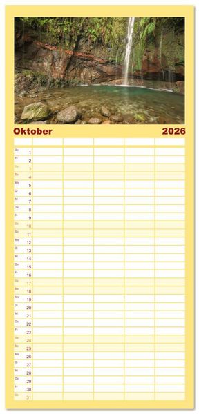 Produktbild: Familienplaner 2026 - Wundersch&ouml;nes Madeira mit 5 Spalten (Wandkalender, 21 x 45 cm) CALVENDO