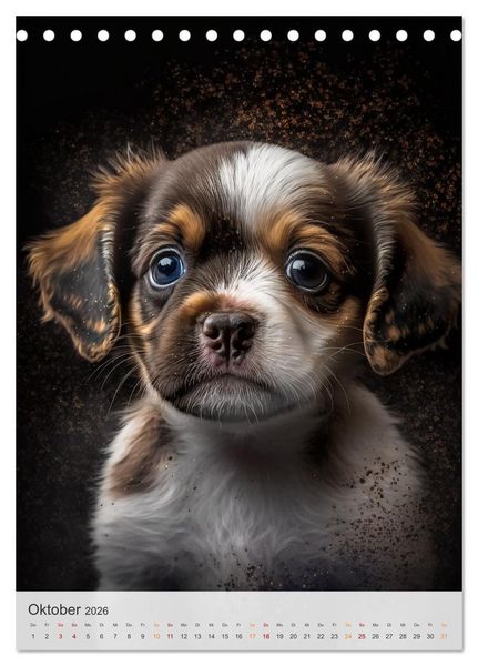 Produktbild: Zauberhafte Hundebabys (Tischkalender 2026 DIN A5 hoch), CALVENDO Monatskalender