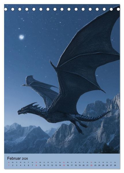 Produktbild: Drachen Kalender - ein Jahr mit mystischen Fabelwesen (Tischkalender 2026 DIN A5 hoch), CALVENDO Monatskalender