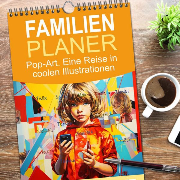 Produktbild: Familienplaner 2026 - Pop-Art. Eine Reise in coolen Illustrationen mit 5 Spalten (Wandkalender, 21 x 45 cm) CALVENDO