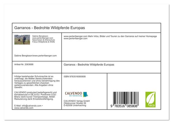 Produktbild: Garranos - Bedrohte Wildpferde Europas (Tischkalender 2026 DIN A5 quer), CALVENDO Monatskalender