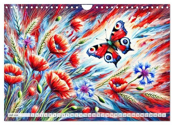 Produktbild: Schmetterlinge und ihre Blumenfreunde in lebhaften Farben (Wandkalender 2026 DIN A4 quer), CALVENDO Monatskalender