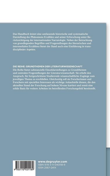 Produktbild: Grundthemen der Literaturwissenschaft: Erz&auml;hlen