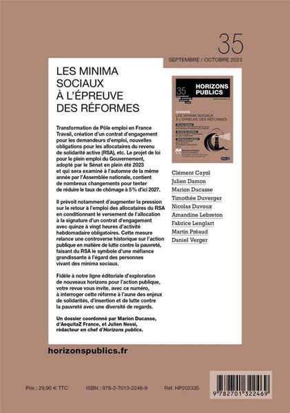 Produktbild: Horizons Publics ; Les Minima Sociaux a L'epreuve des Reformes