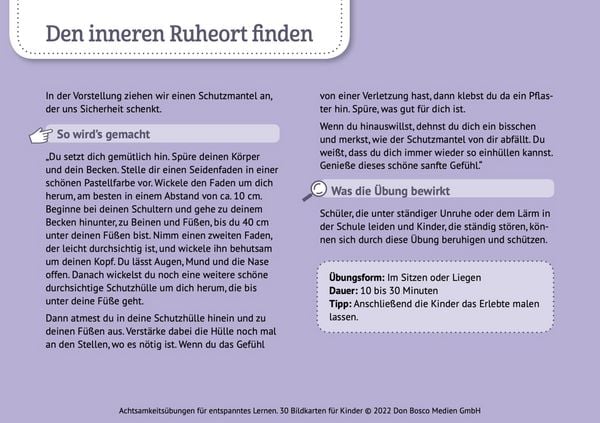 Produktbild: Achtsamkeits&uuml;bungen f&uuml;r entspanntes Lernen. 30 Bildkarten f&uuml;r Kinder