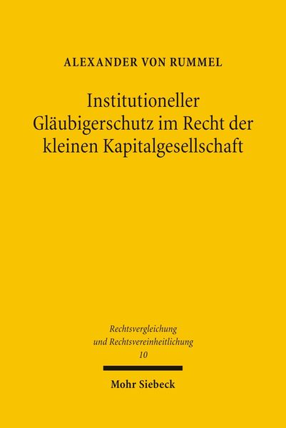 Produktbild: Institutioneller Gläubigerschutz im Recht der kleinen Kapitalgesellschaft