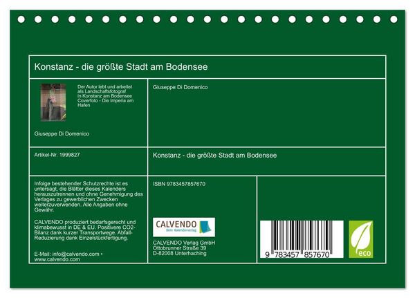 Produktbild: Konstanz - die gr&ouml;&szlig;te Stadt am Bodensee (Tischkalender 2026 DIN A5 quer), CALVENDO Monatskalender
