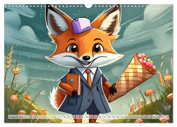 Produktbild: Schlaufuchs - Abenteuer Schule (Wandkalender 2026 DIN A3 quer), CALVENDO Monatskalender