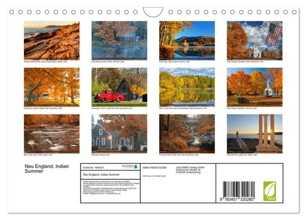 Produktbild: Neu England, Indian Summer (Wandkalender 2026 DIN A4 quer), CALVENDO Monatskalender