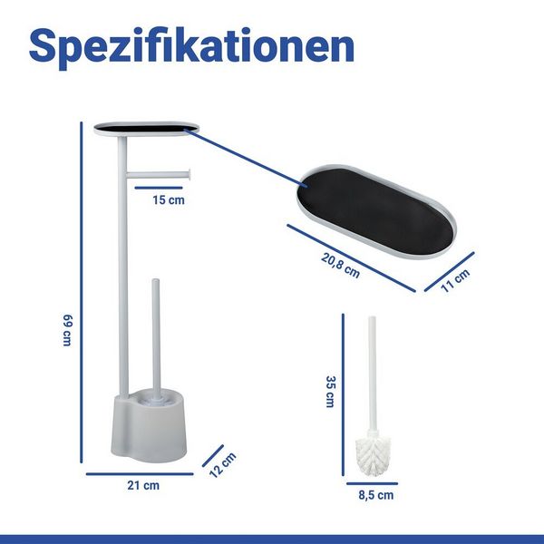 Produktbild: Stand WC-Garnitur Mod. Albella Wei&szlig;, mit praktischer Ablagefl&auml;che