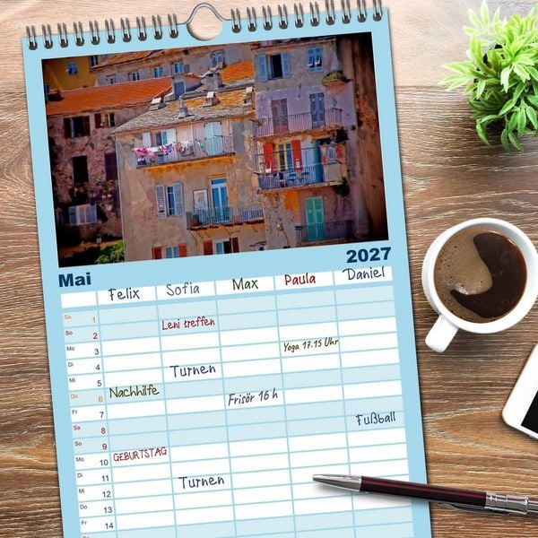 Produktbild: Familienplaner 2027 - Korsika - Farben einer wilden Sch&ouml;nheit mit 5 Spalten (Wandkalender, 21 x 45 cm) CALVENDO