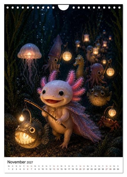 Produktbild: Axolotl durchs ganze Jahr (Wandkalender 2027 DIN A4 hoch), CALVENDO Monatskalender
