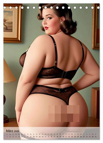 Produktbild: Pin up Girls Hei&szlig;e Kurven mit Retro Charme (Tischkalender 2026 DIN A5 hoch), CALVENDO Monatskalender