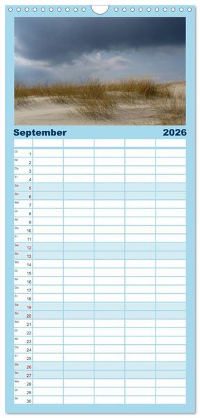 Produktbild: Familienplaner 2026 - Strandwanderungen auf Texel mit 5 Spalten (Wandkalender, 21 x 45 cm) CALVENDO