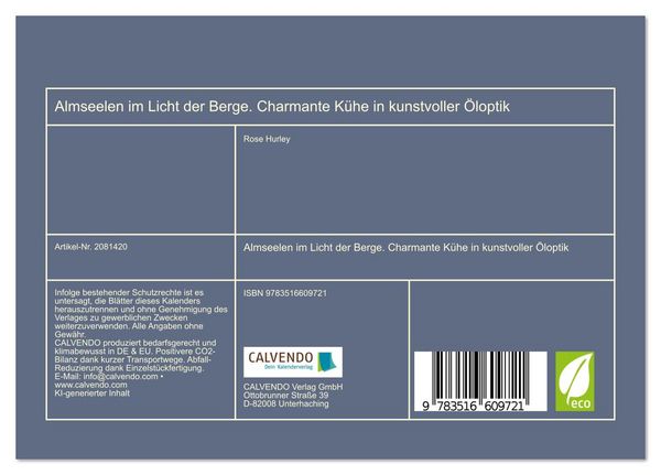 Produktbild: Almseelen im Licht der Berge. Charmante K&uuml;he in kunstvoller &Ouml;loptik (Tischkalender 2026 DIN A5 quer), CALVENDO Monatskalender