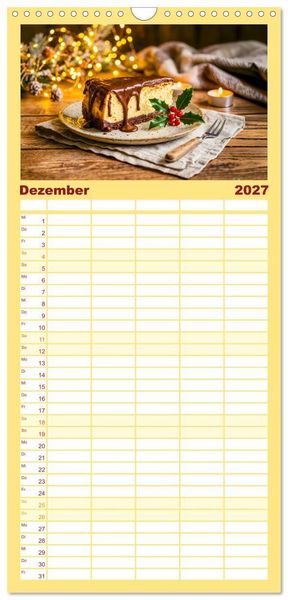 Produktbild: Familienplaner 2027 - K&auml;sekuchen Kalender - K&ouml;stliche Dessertmomente mit 5 Spalten (Wandkalender, 21 x 45 cm) CALVENDO