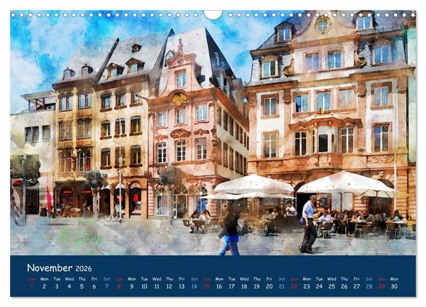 Produktbild: The Rhine valley - From Koblenz to Mainz in watercolours (Wall Calendar 2026 DIN A3 landscape), CALVENDO 12 Month Wall Calendar