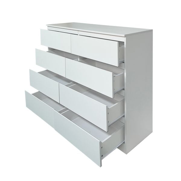 Produktbild: HTI-Living Moderne Kommode mit 8 grifflosen Schubladen Wei&szlig; Sideboard