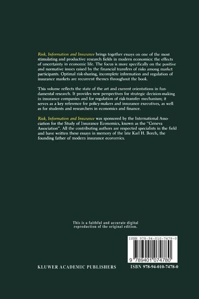 Produktbild: Risk, Information and Insurance