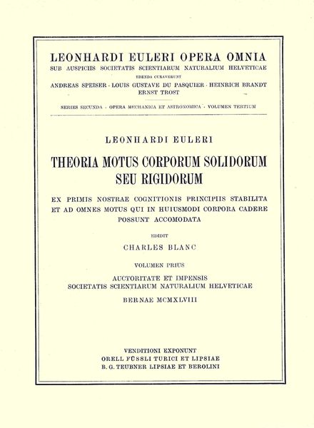 Produktbild: Theoria motus corporum solidorum seu rigidorum ex primis nostrae cognitionis pri