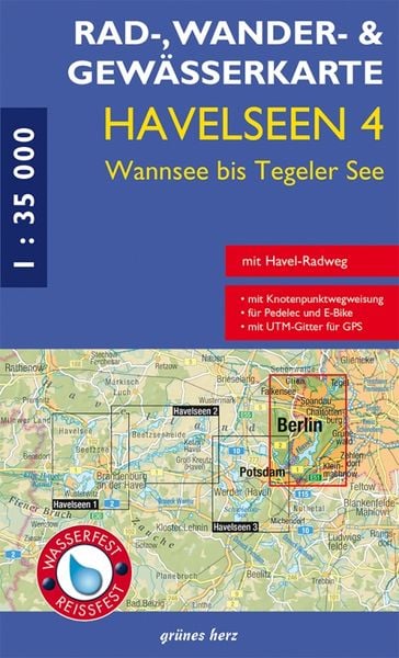 Produktbild: Rad-, Wander- und Gew&auml;sserkarte Havelseen 4: Wannsee bis Tegeler See