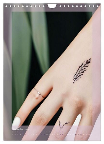 Produktbild: Florale Tattoos Stilvoll und minimalistisch (Wandkalender 2026 DIN A4 hoch), CALVENDO Monatskalender