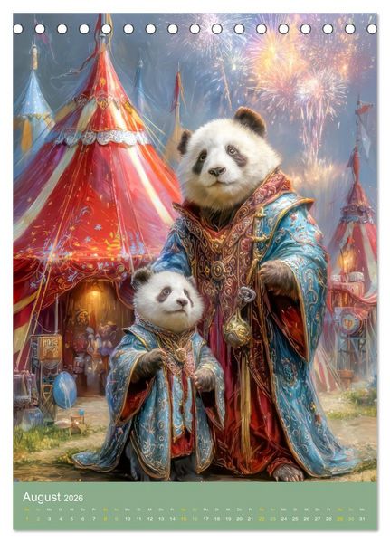 Produktbild: Pandas - Tatenfreudige B&auml;ren (Tischkalender 2026 DIN A5 hoch), CALVENDO Monatskalender