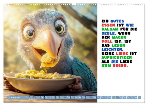 Produktbild: Vogelspr&uuml;che - Humor (hochwertiger Premium Wandkalender 2026 DIN A2 quer), Kunstdruck in Hochglanz