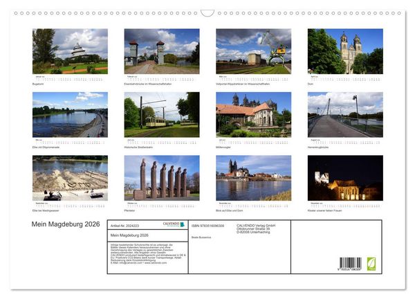 Produktbild: Mein Magdeburg 2026 (Wandkalender 2026 DIN A2 quer), CALVENDO Monatskalender