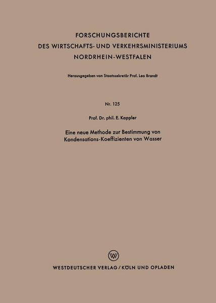 Produktbild: Eine neue Methode zur Bestimmung von Kondensations-Koeffizienten von Wasser