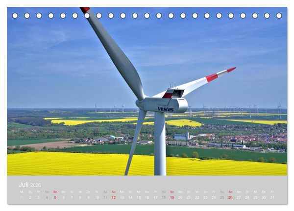 Produktbild: Windkraftanlagen aus der Luft fotografiert (Tischkalender 2026 DIN A5 quer), CALVENDO Monatskalender