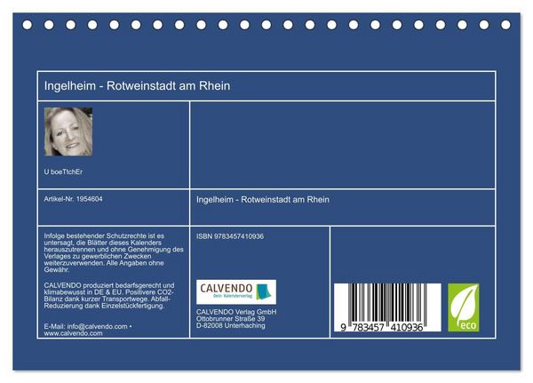 Produktbild: Ingelheim - Rotweinstadt am Rhein (Tischkalender 2026 DIN A5 quer), CALVENDO Monatskalender
