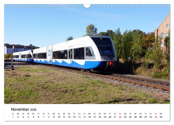 Produktbild: Eisenbahnen auf Usedom (Wandkalender 2026 DIN A3 quer), CALVENDO Monatskalender