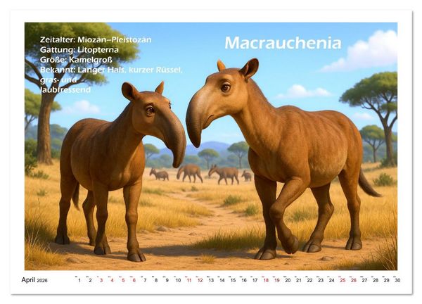 Produktbild: Urige Pal&auml;ofauna pr&auml;historisch und niedlich (Wandkalender 2026 DIN A2 quer), CALVENDO Monatskalender